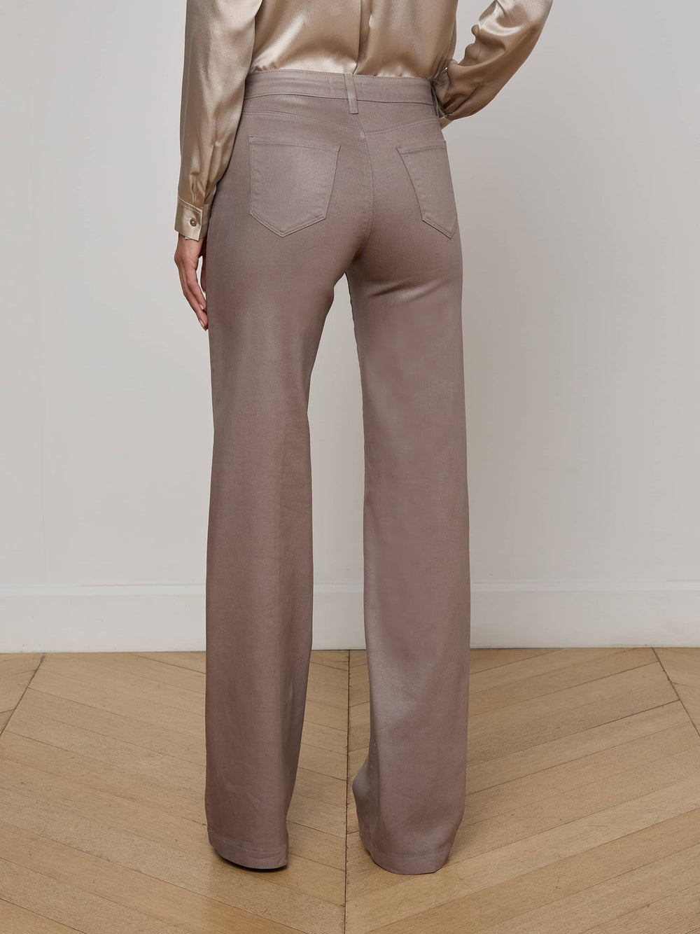 Clayton Coated Wide-Leg Jean in Driftwood Coated