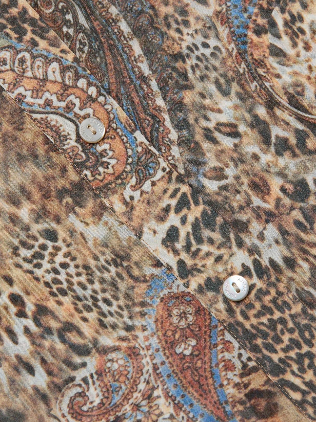 Cosette Button-Down Shirt in Brown/Blue Valencia Leopard
