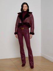 Pike Shearling Leather Jacket in Wine