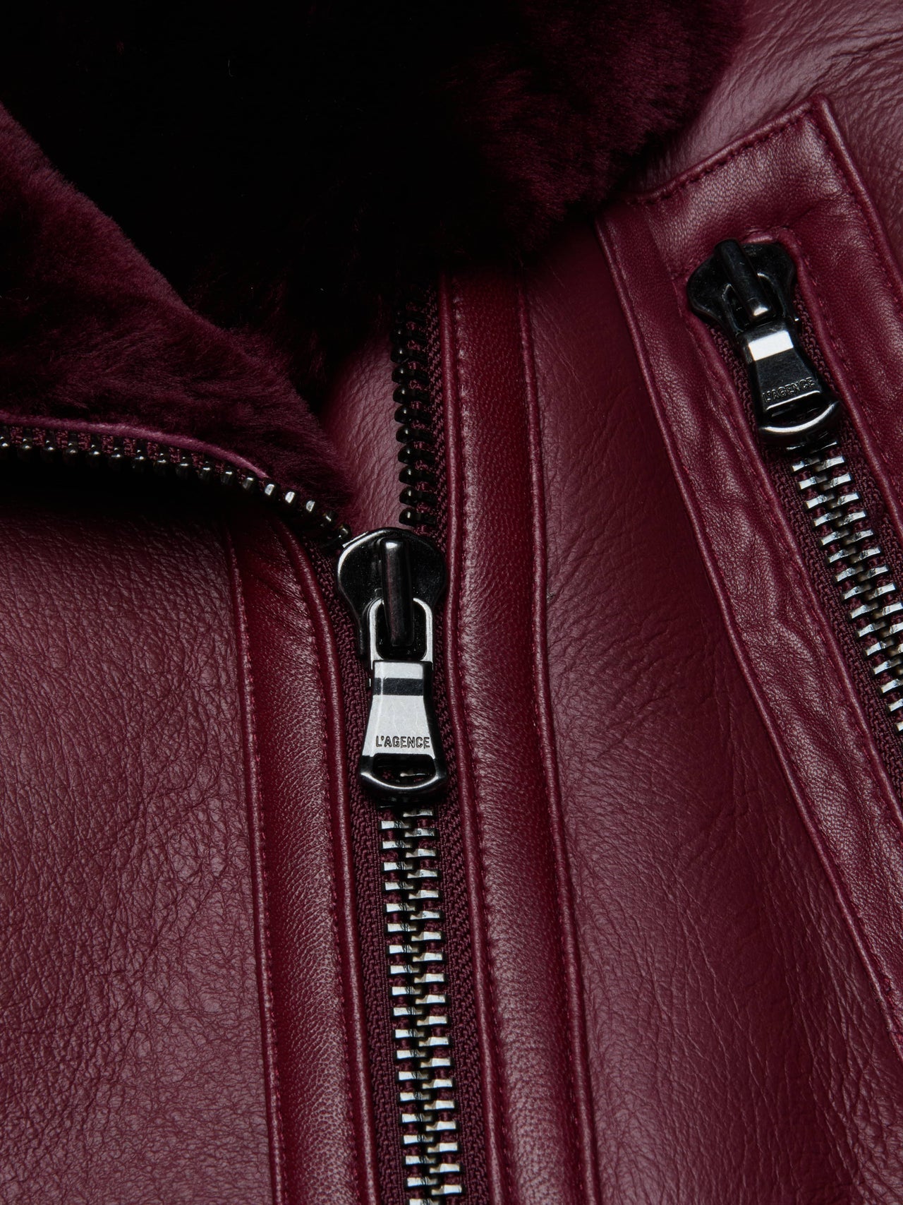 Pike Shearling Leather Jacket in Wine