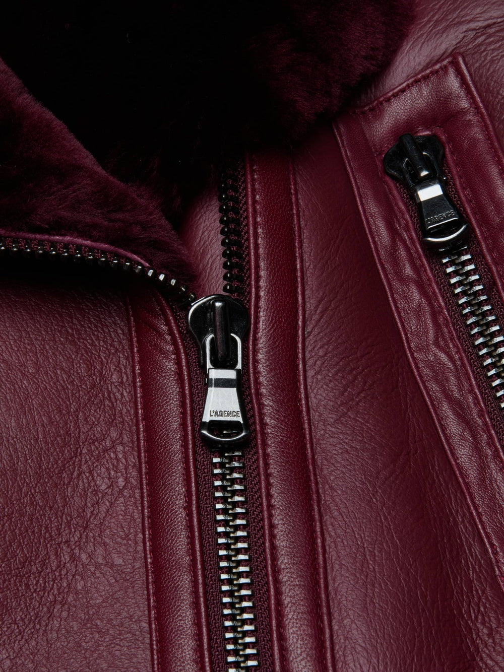 Pike Shearling Leather Jacket in Wine