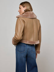 Pike Shearling Leather Jacket in Chanterelle