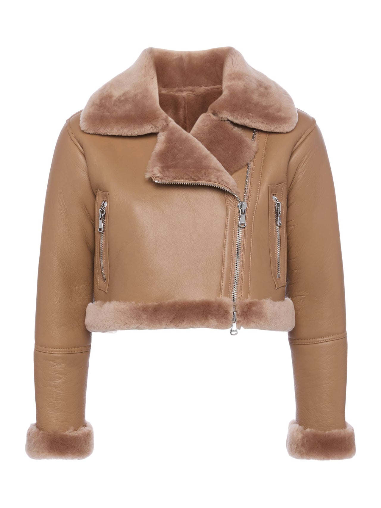 Pike Shearling Leather Jacket in Chanterelle