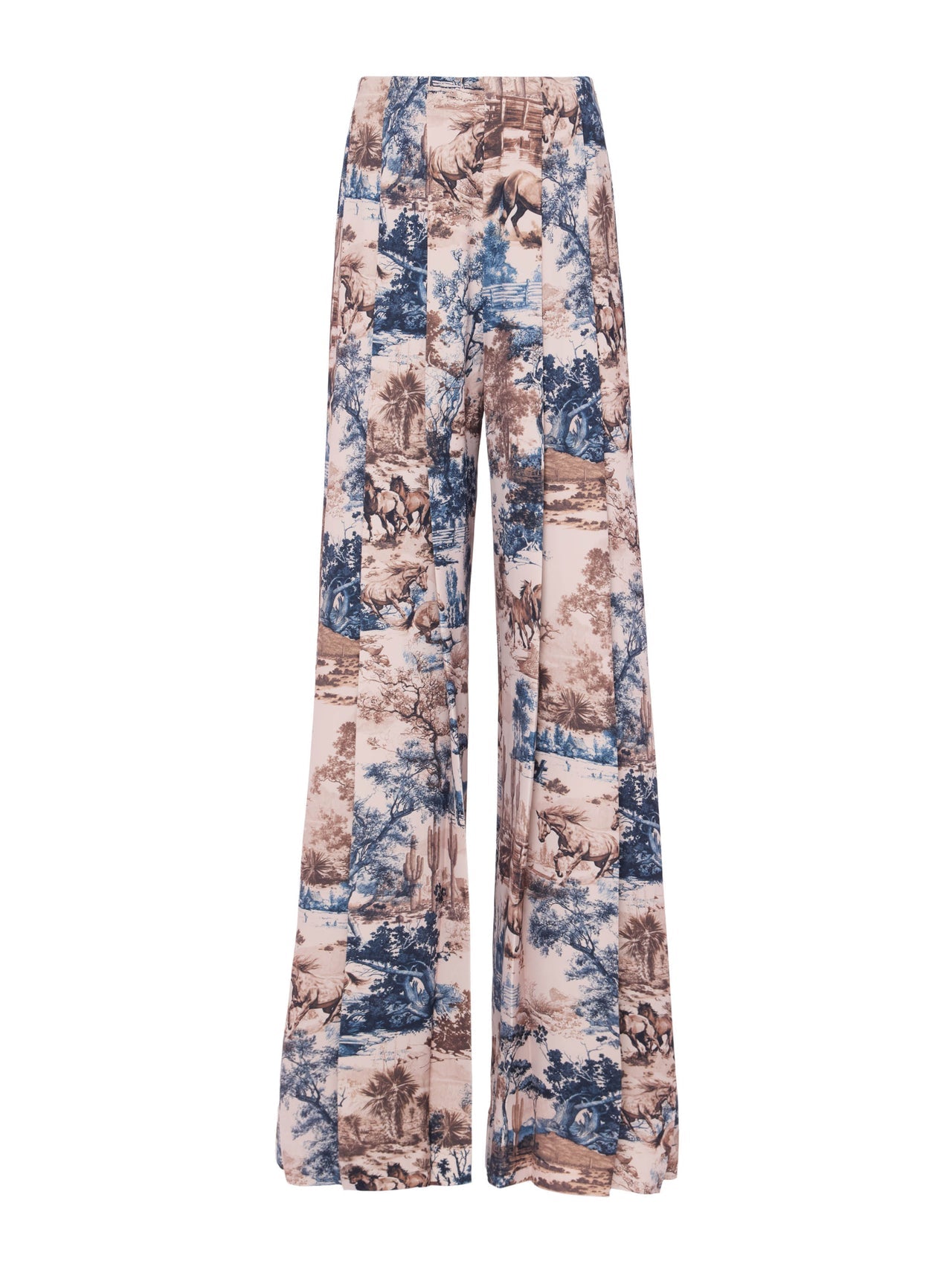 Nova Pleated Wide-Leg Pant in Tan Multi Western Toile