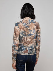 Maia Printed Lace Blouse in Tan Multi Western Toile