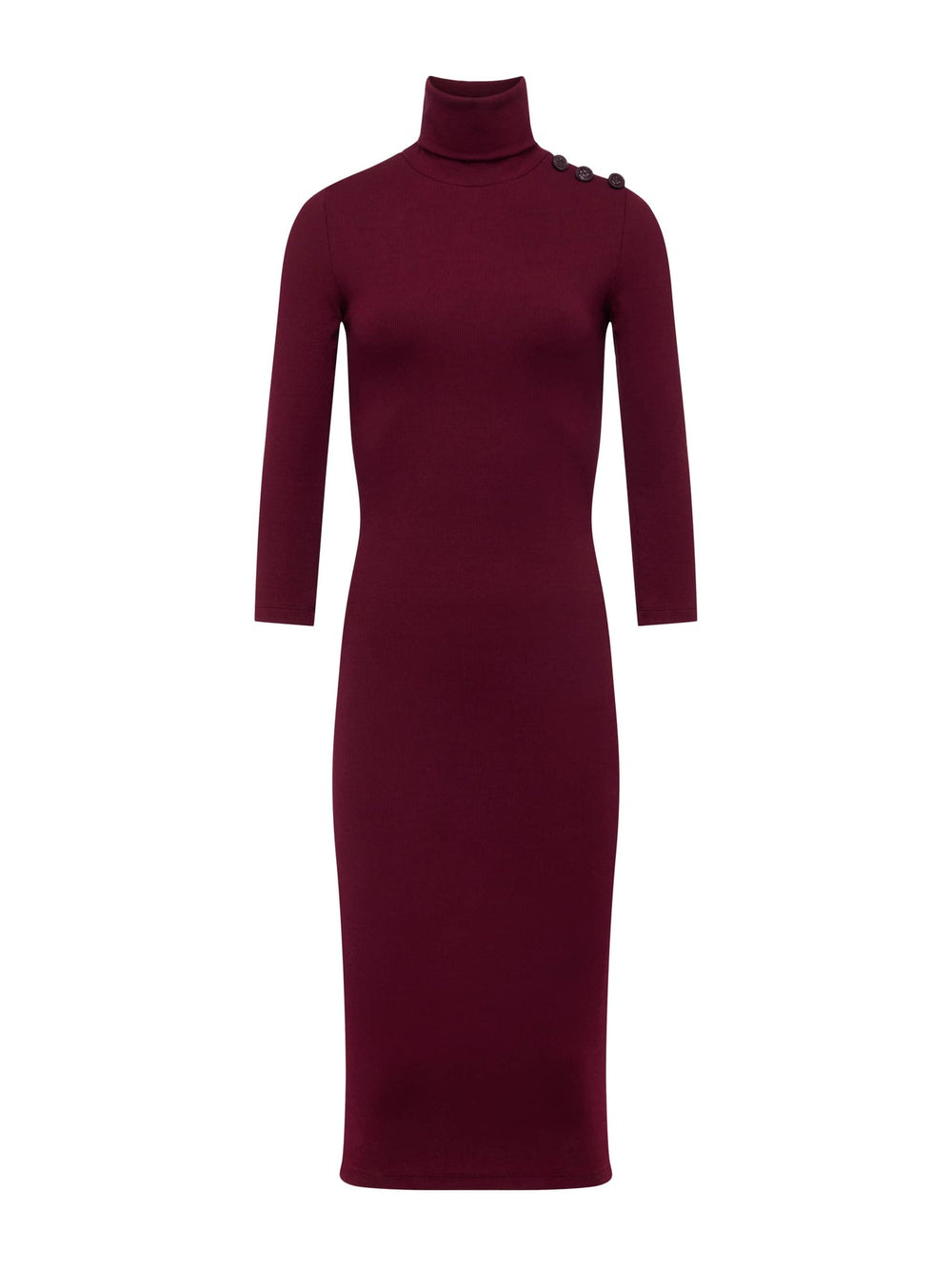 Voletta Turtleneck Midi Dress in Dark Port