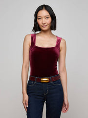 Molly Velvet Bodysuit in Dark Port