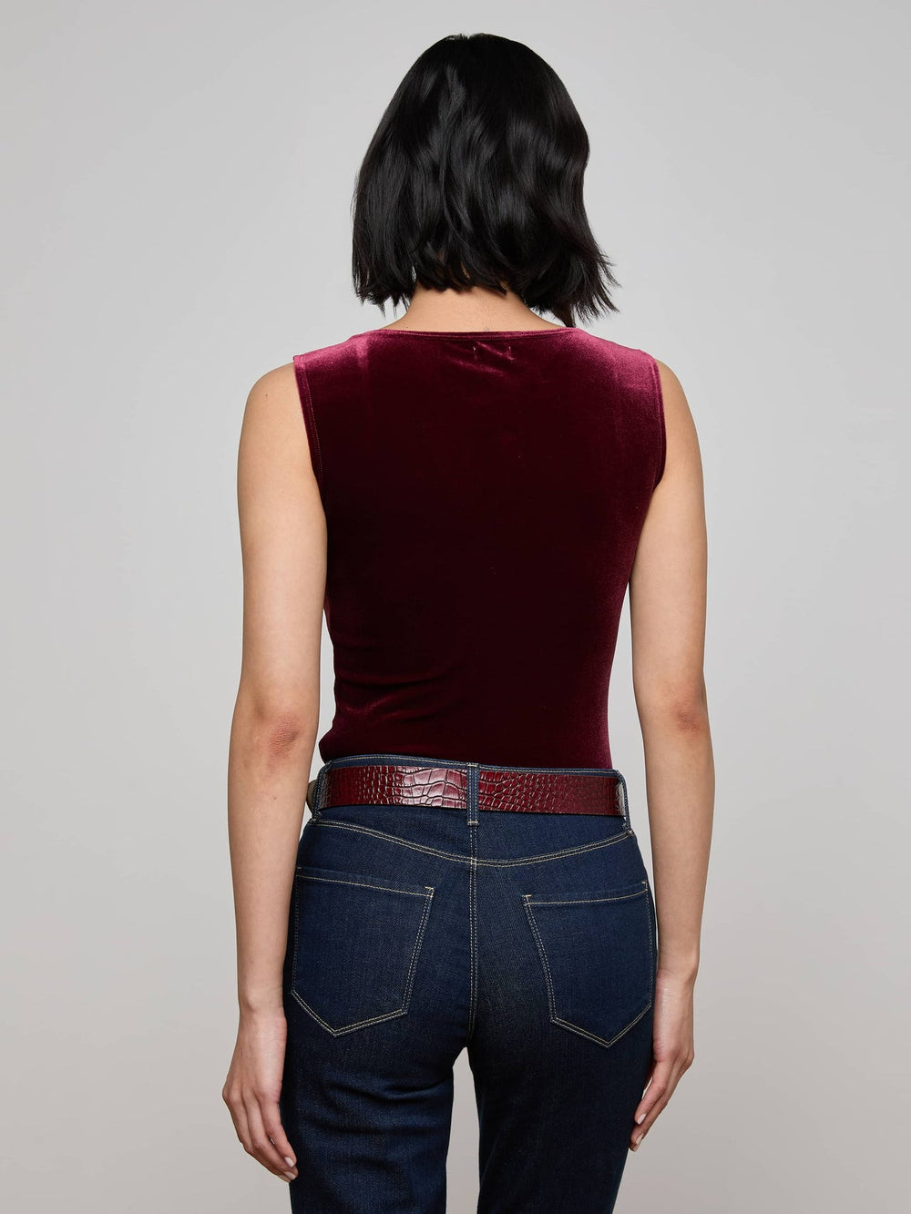 Molly Velvet Bodysuit in Dark Port