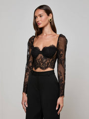 Lori Lace Bustier Top in Black