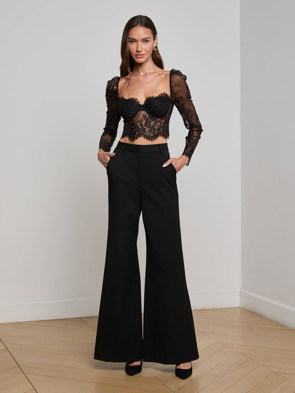 Lori Lace Bustier Top in Black