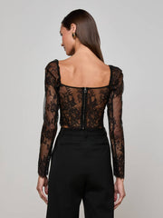 Lori Lace Bustier Top in Black
