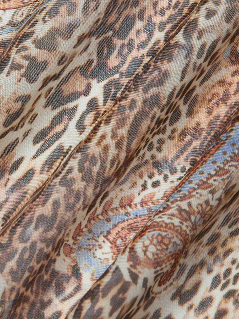 Viola Silk Gown in Brown/Blue Valencia Leopard