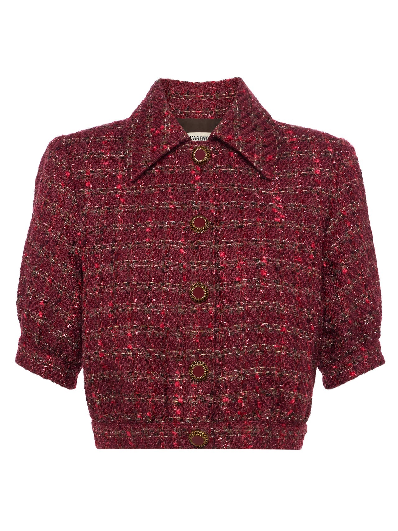 Cove Cropped Tweed Jacket in Brown/Black Cherry Multi Tweed