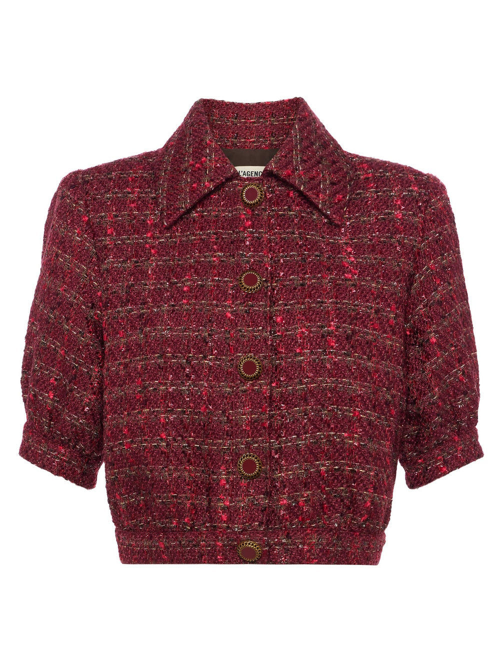 Cove Cropped Tweed Jacket in Brown/Black Cherry Multi Tweed