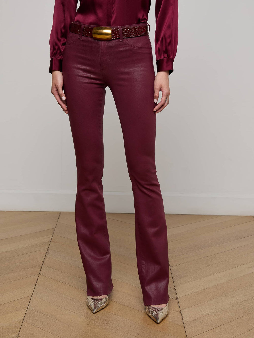 Ruth Coated Straight-Leg Jean in Dark Port Coated