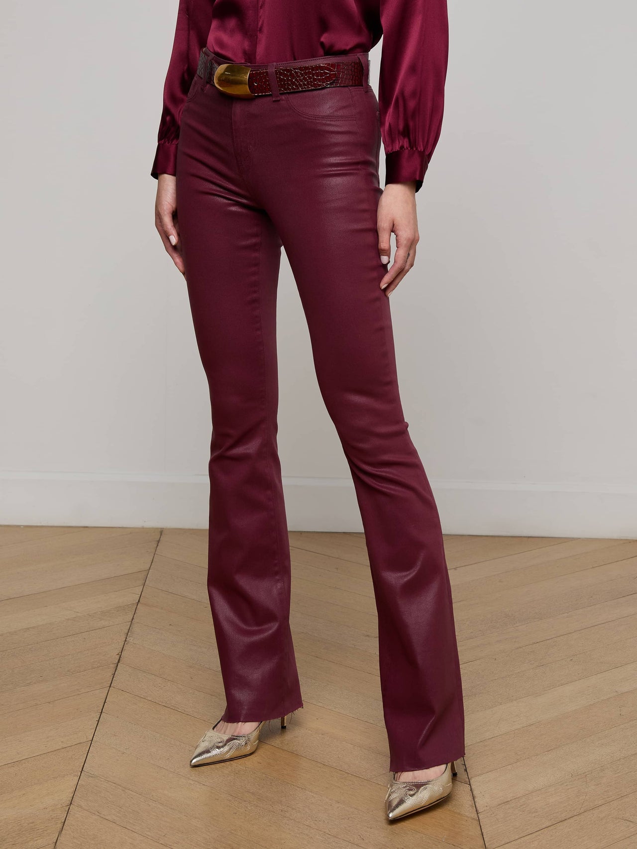 Ruth Coated Straight-Leg Jean in Dark Port Coated