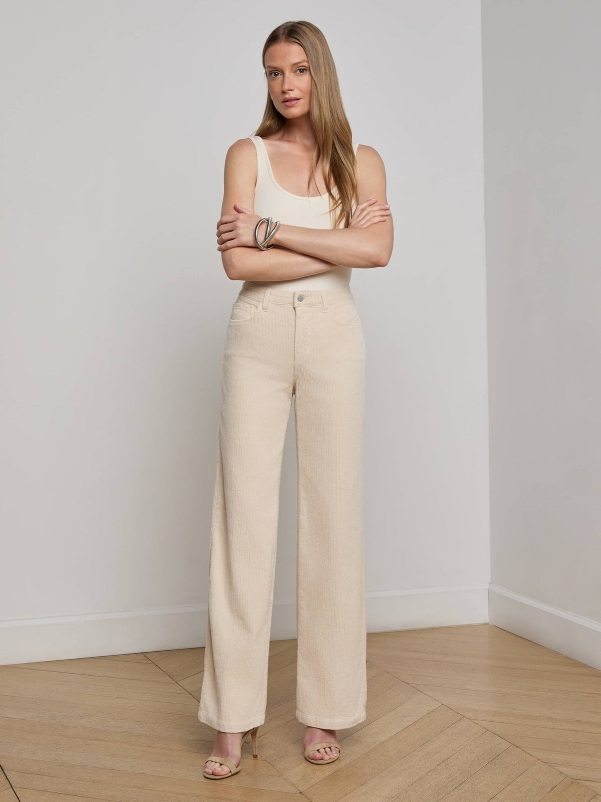 Scottie Corduroy Wide-Leg Jean in French Vanilla