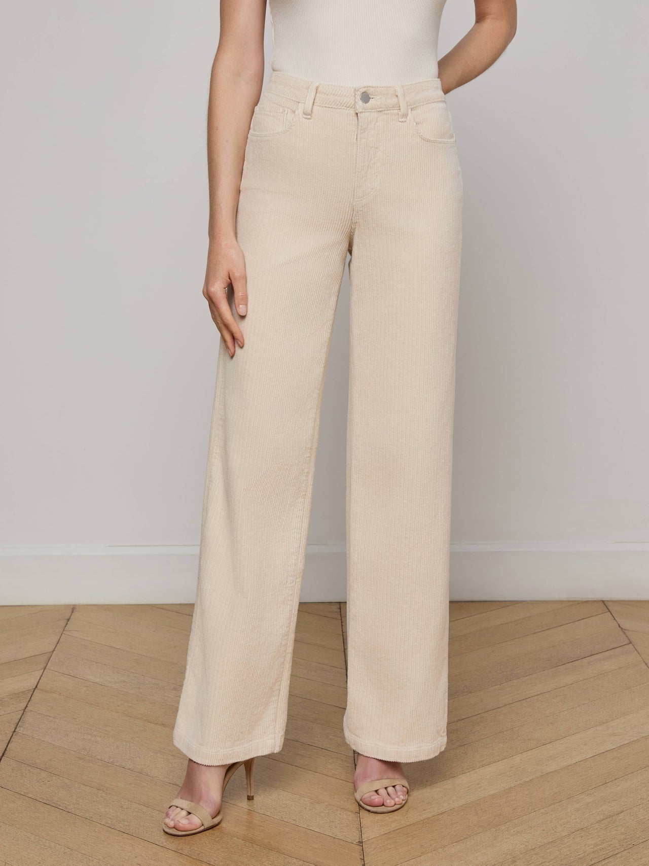Scottie Corduroy Wide-Leg Jean in French Vanilla