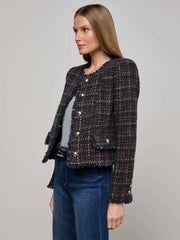 Zaya Tweed Jacket in Midnight Brown Multi Tweed