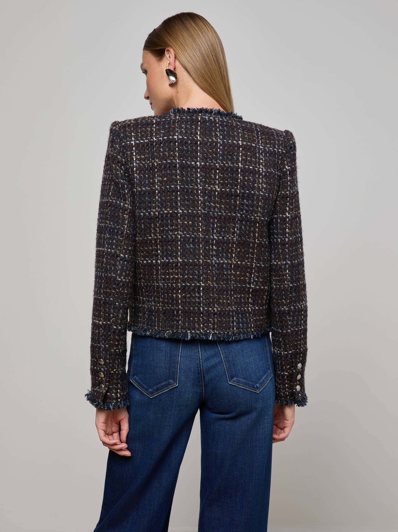 Zaya Tweed Jacket in Midnight Brown Multi Tweed