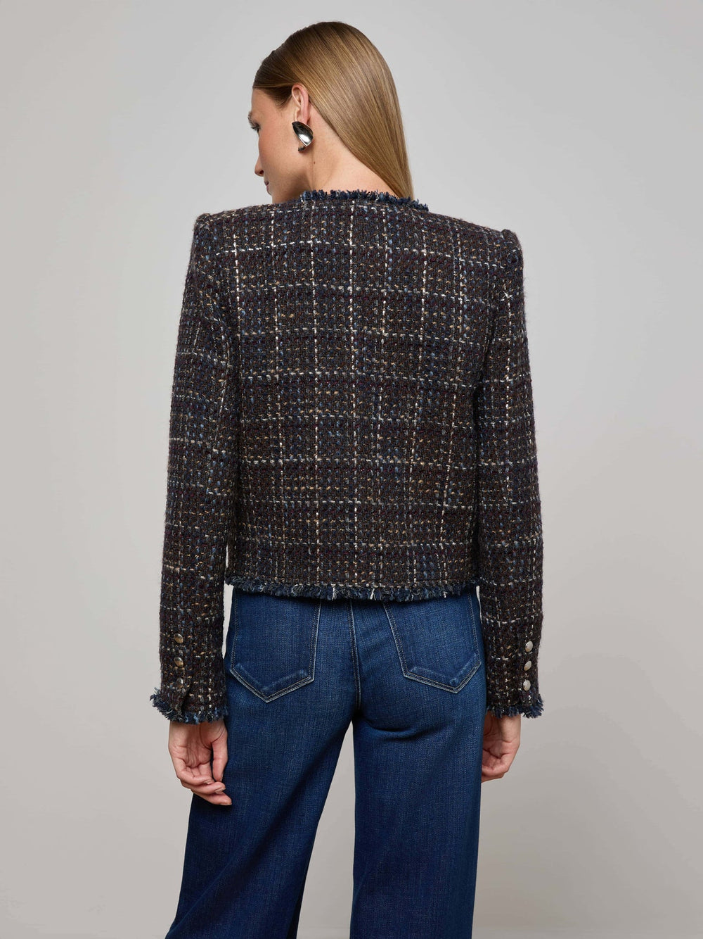 Zaya Tweed Jacket in Midnight Brown Multi Tweed