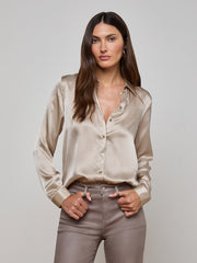 Tyler Silk Blouse in Smoke Grey