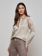 Tyler Silk Blouse in Smoke Grey