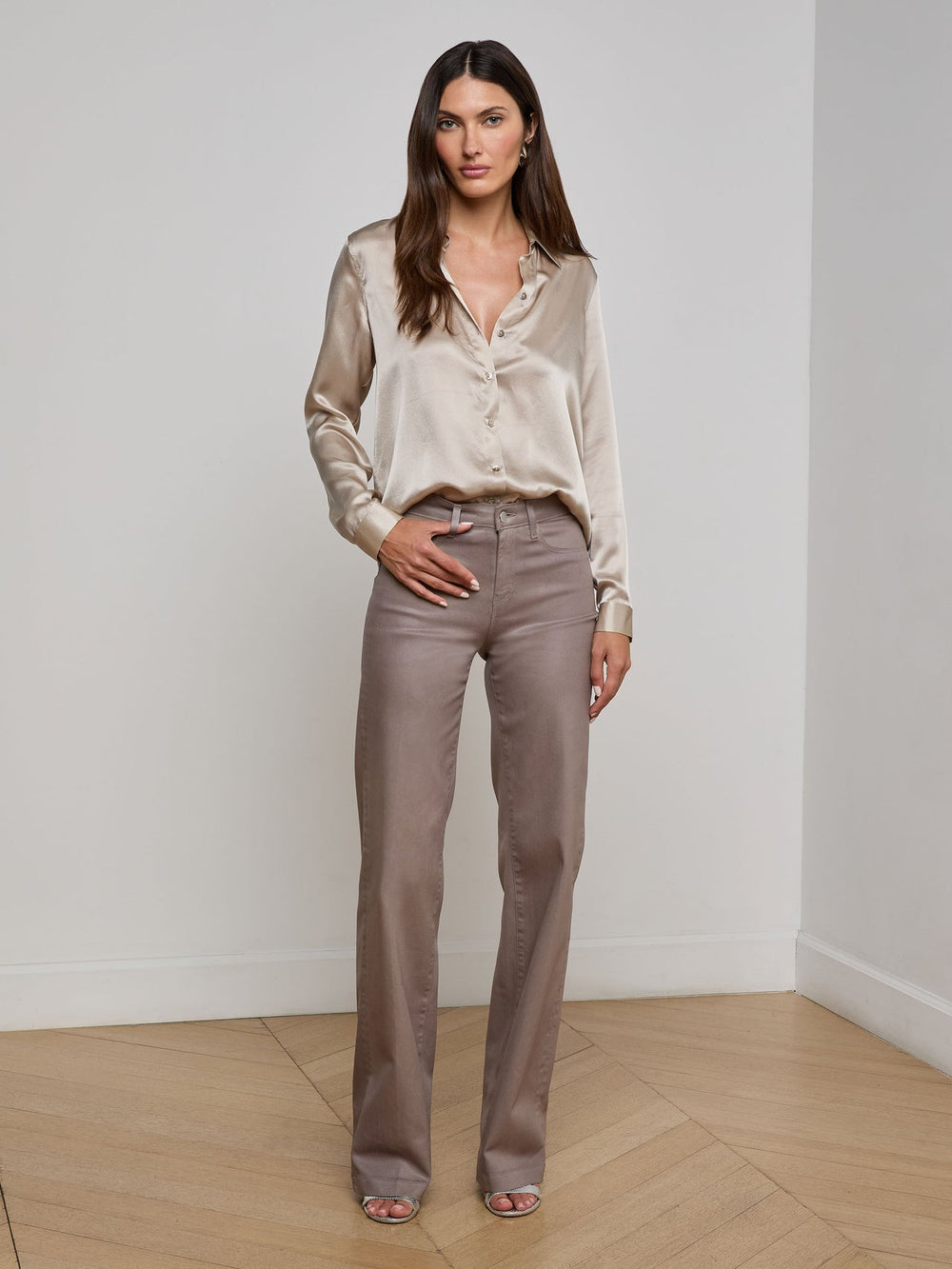 Tyler Silk Blouse in Smoke Grey