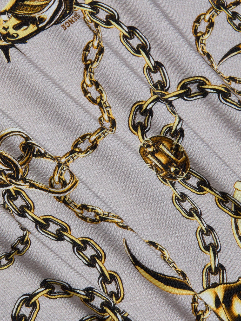 Ressi Fitted Tee in Smoke Grey/Gold Long Horn Chain