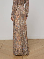 Patricia Maxi Skirt in Brown/Blue Valencia Leopard