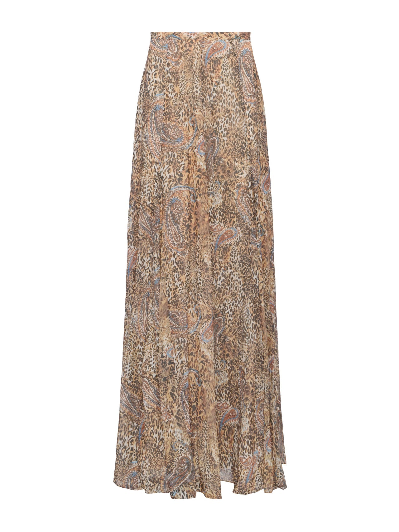 Patricia Maxi Skirt in Brown/Blue Valencia Leopard