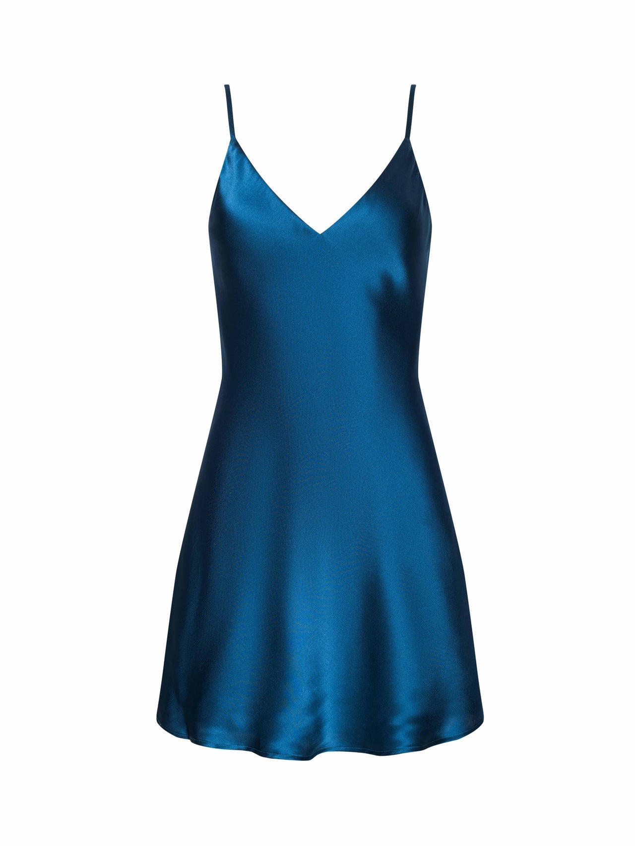 Zaria Silk Mini Dress in Stone Blue