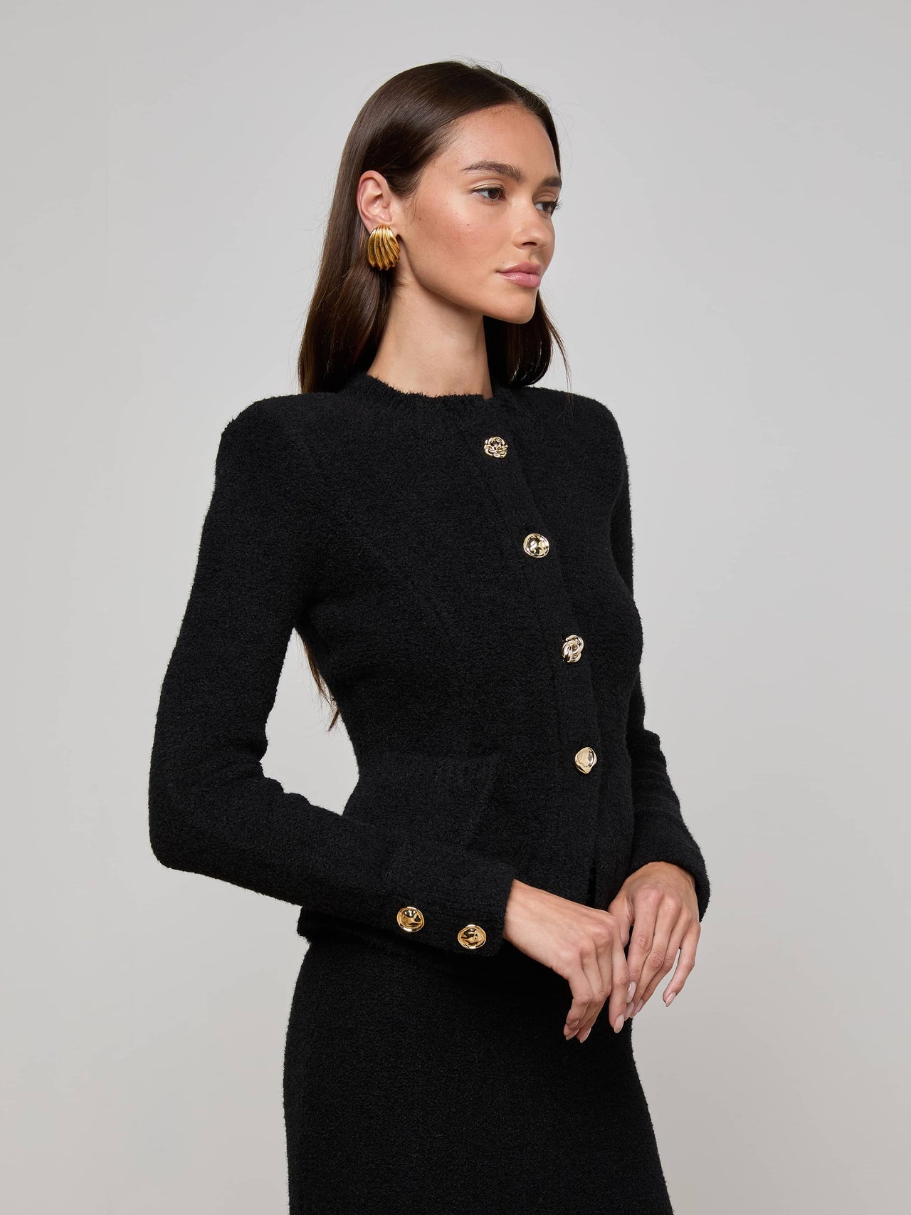 Melissa Knit Cardigan in Black/Gold