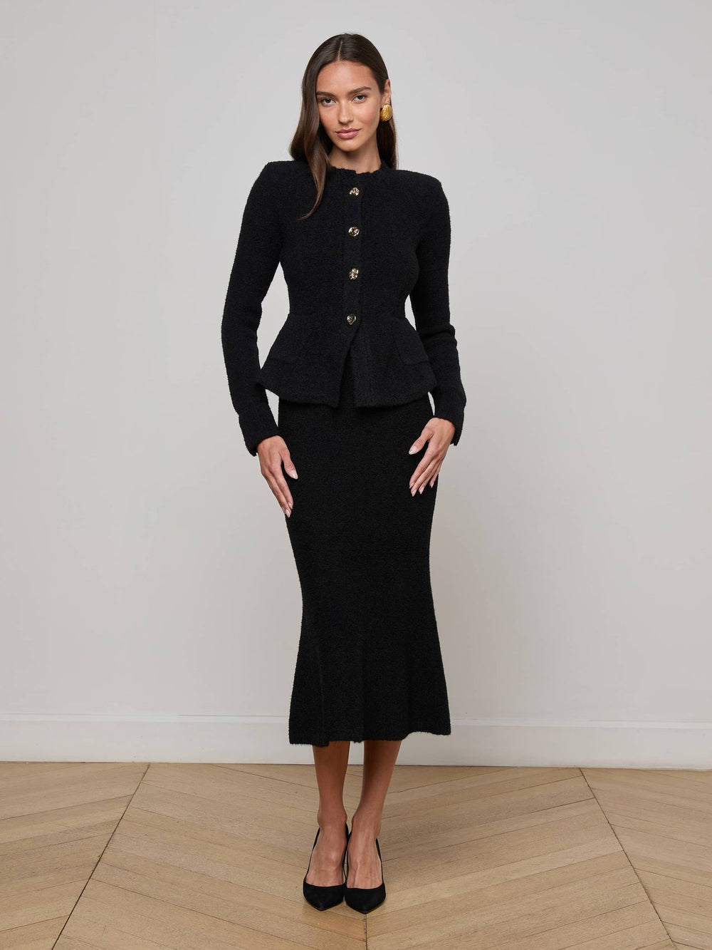 Melissa Knit Cardigan in Black/Gold