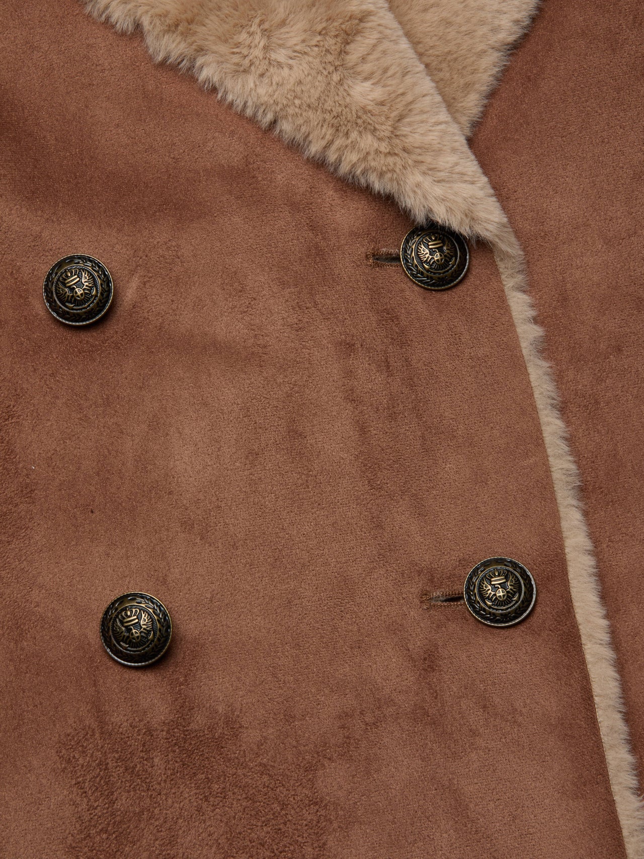Citron Faux Fur Maxi Coat in Sepia Brown/Light Almond