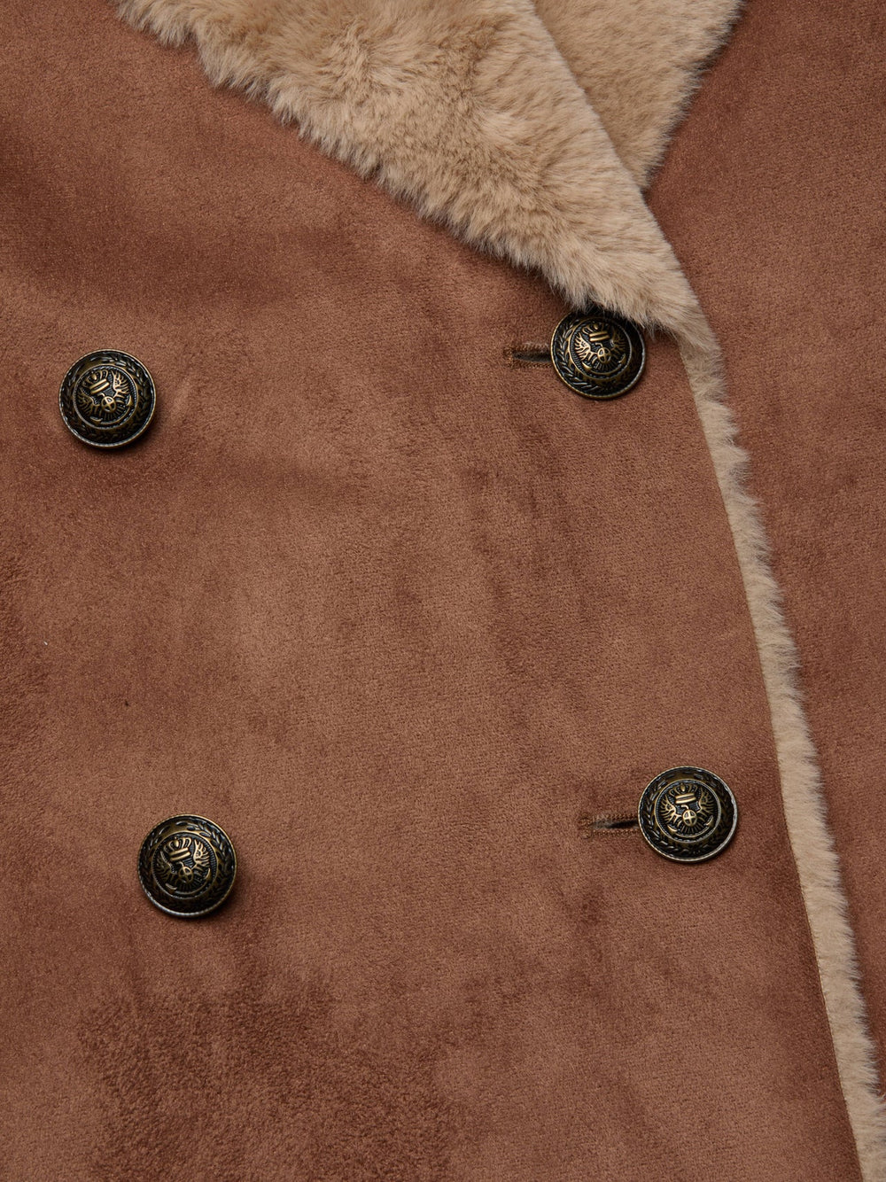 Citron Faux Fur Maxi Coat in Sepia Brown/Light Almond