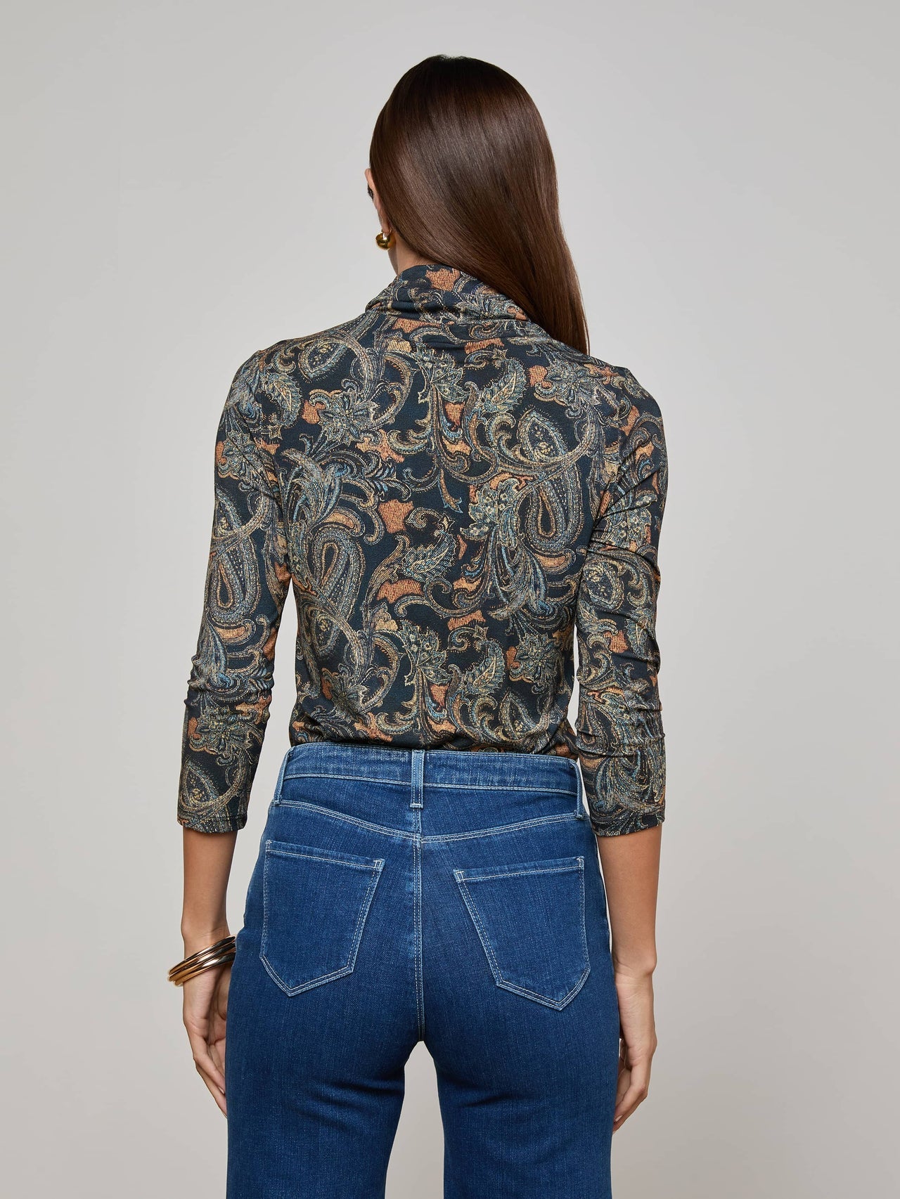 Aja Turtleneck in Midnight Multi Etched Paisley