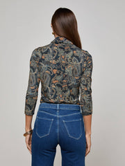 Aja Turtleneck in Midnight Multi Etched Paisley