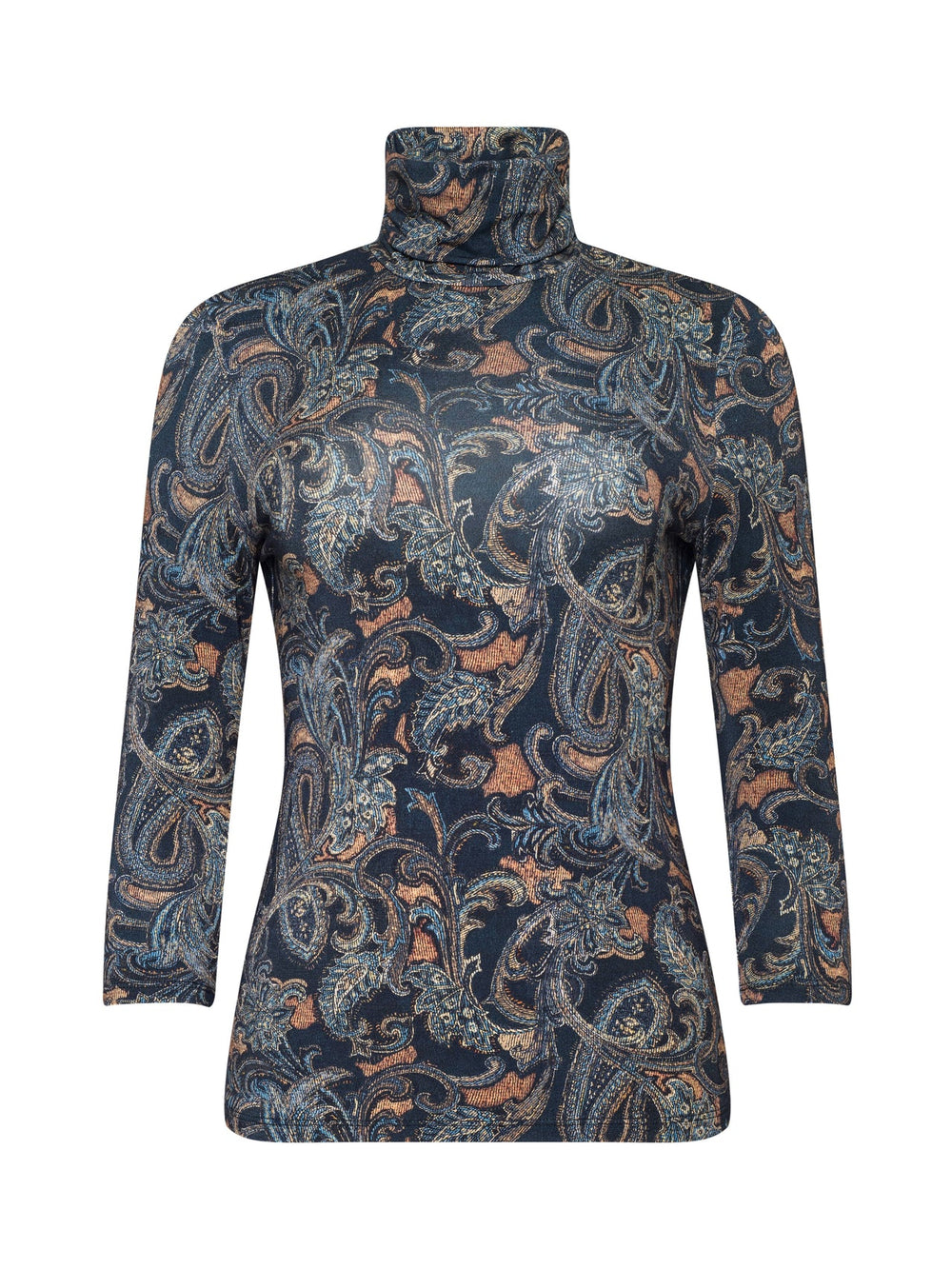 Aja Turtleneck in Midnight Multi Etched Paisley