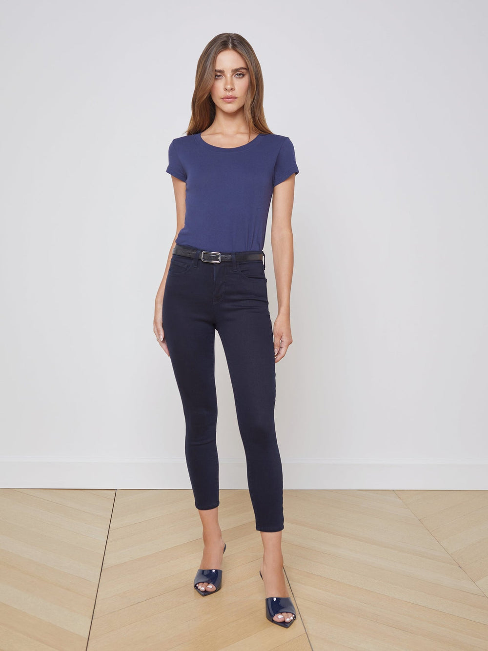 Cory Cotton Scoopneck Tee in Navy
