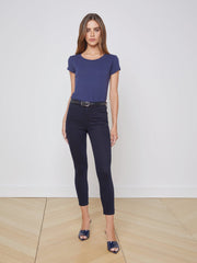 Cory Cotton Scoopneck Tee in Navy