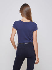 Cory Cotton Scoopneck Tee in Navy