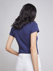 Becca Cotton V-Neck Tee in Navy