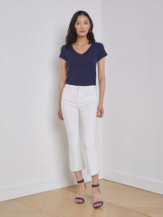 Becca Cotton V-Neck Tee in Navy