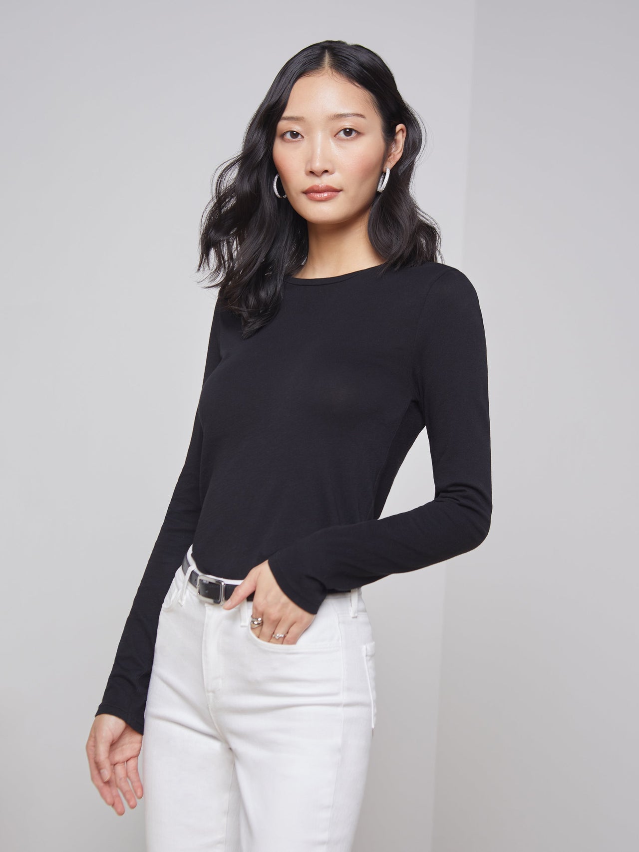 Tess Long Sleeve Tee in Black