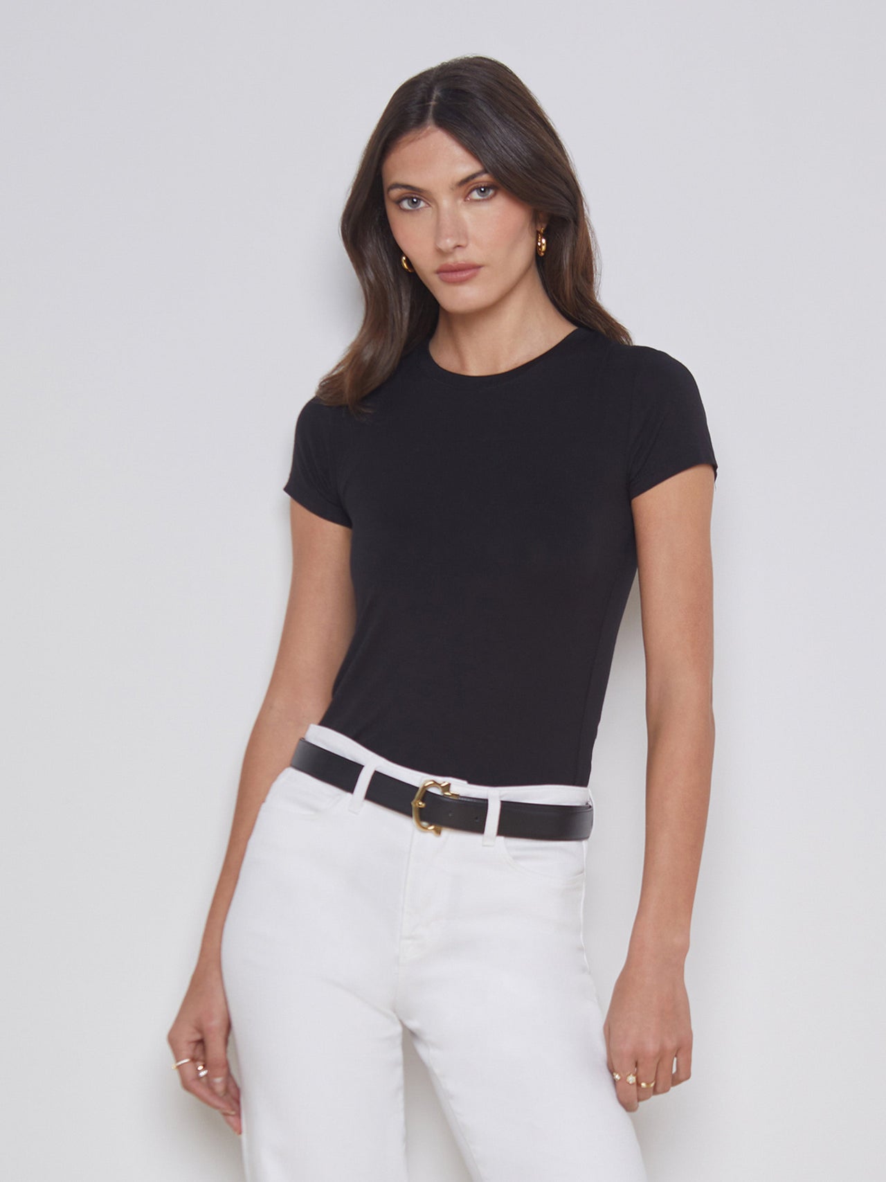 Ressi Fitted Crewneck Tee in Black