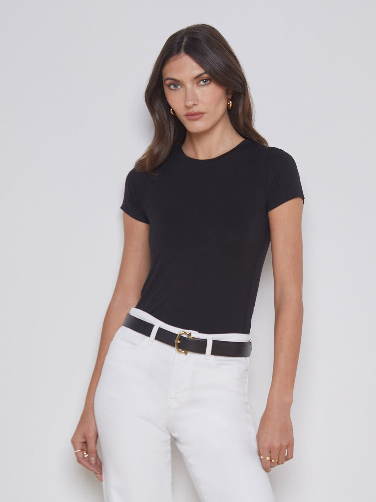 Ressi Fitted Crewneck Tee in Black