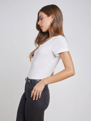 Cory Cotton Scoopneck Tee in White