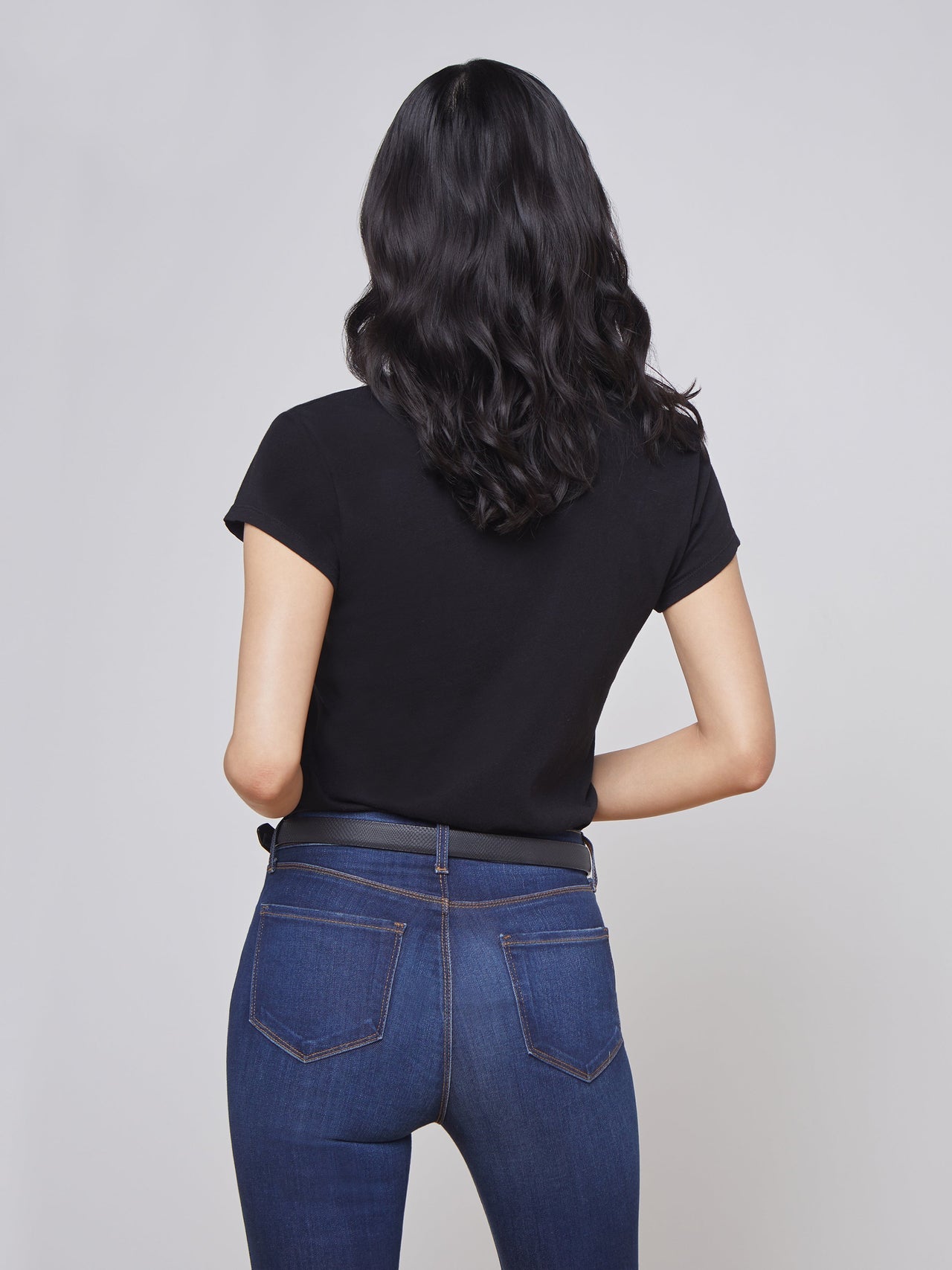 Becca Cotton V-Neck Tee in Black