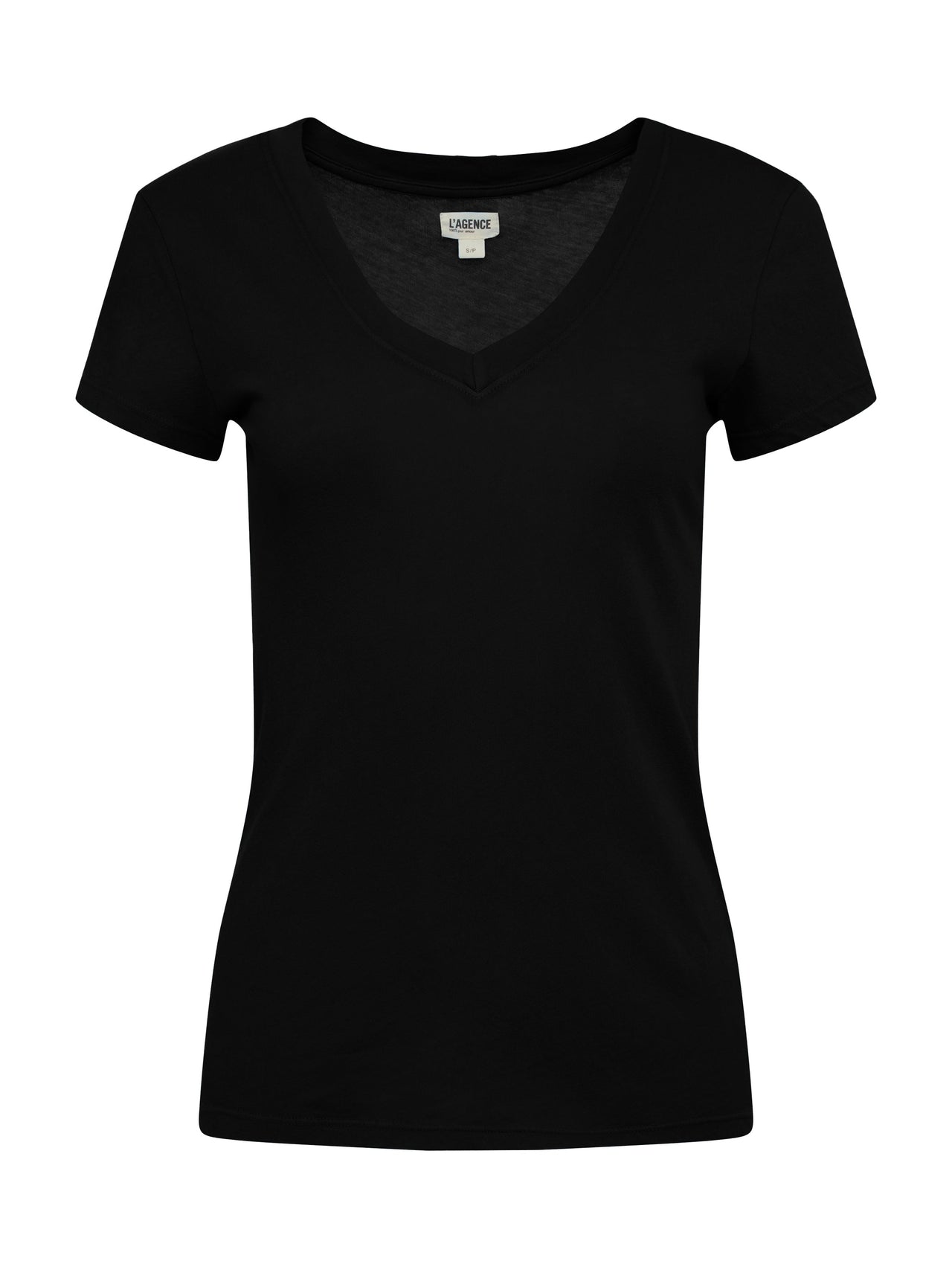 Becca Cotton V-Neck Tee in Black